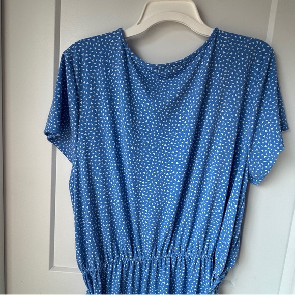 Banana Republic Women’s Belted Blue White Floral Dress XL Polyester-Spandex Chic - Picture 12 of 12